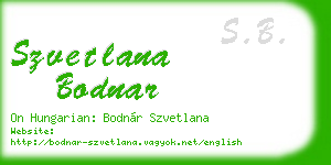 szvetlana bodnar business card